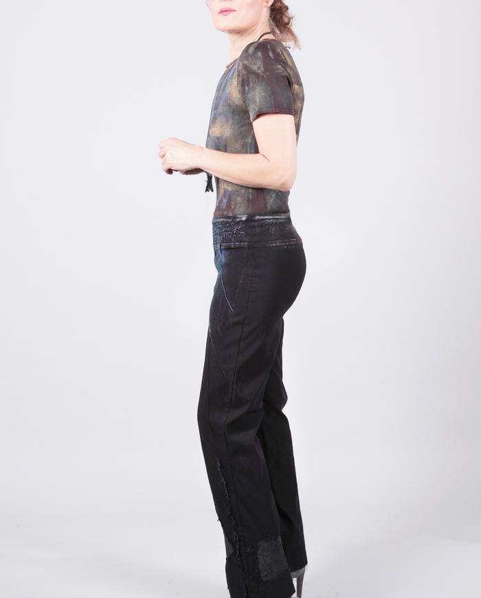 stretch two-color pencil slacks