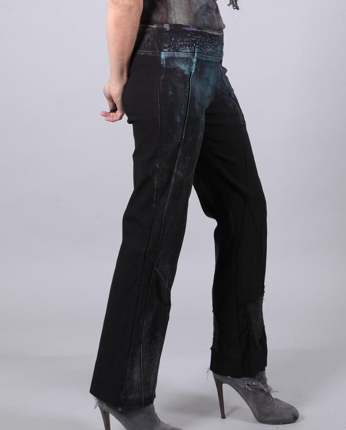 stretch two-color pencil slacks