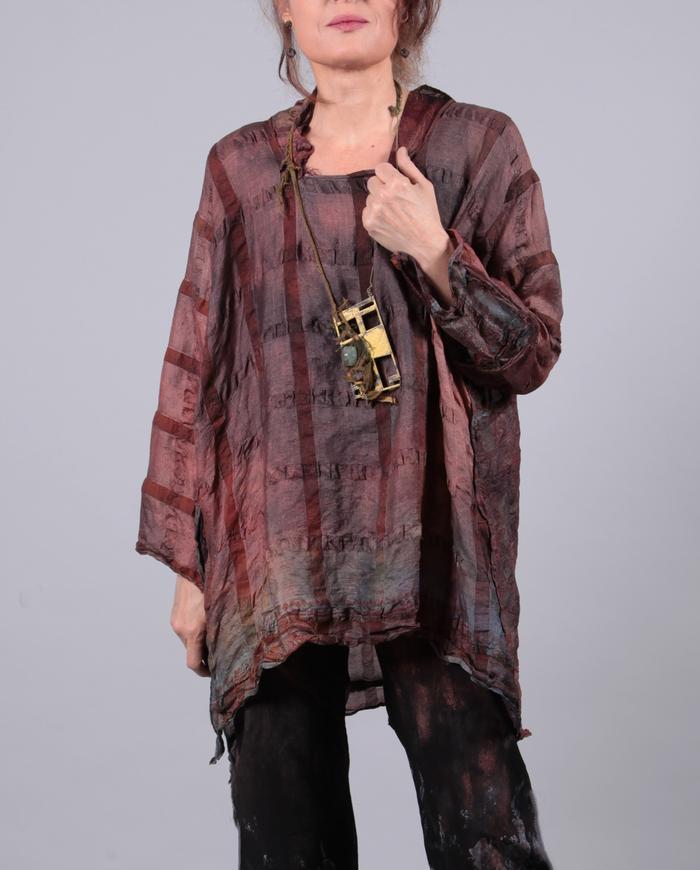 one size drapey antique silk textured tunic/top