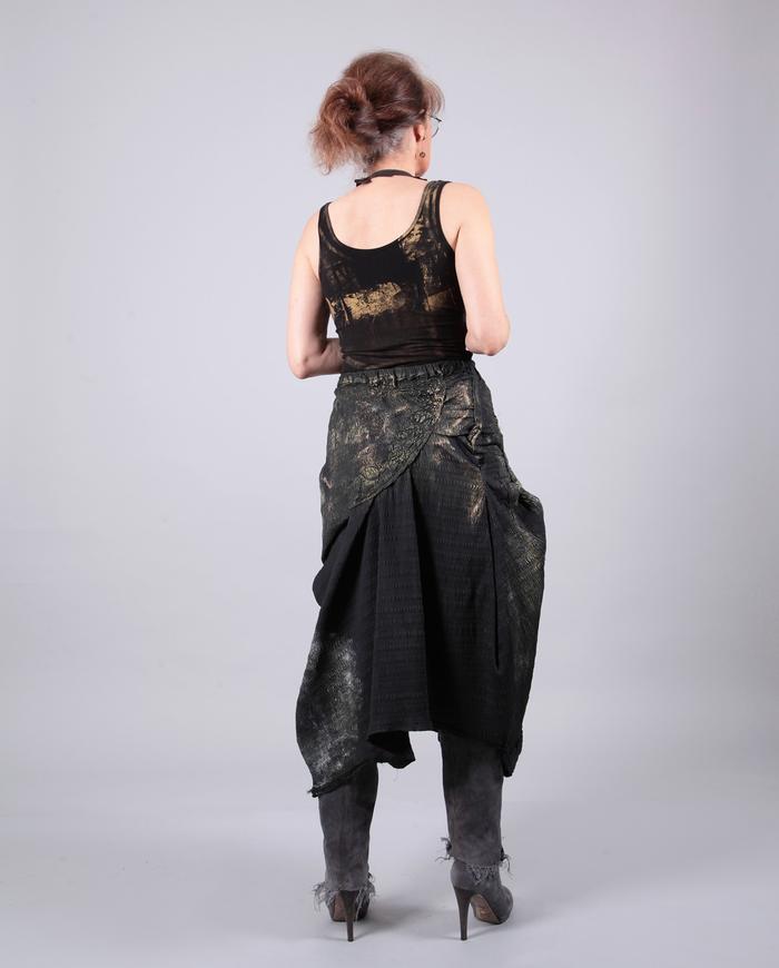 'lighten up' sculpted asymmetrical hand-painted skirt