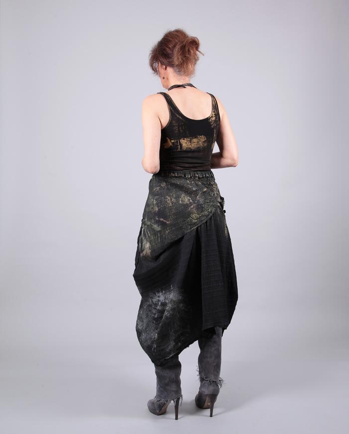 'lighten up' sculpted asymmetrical hand-painted skirt