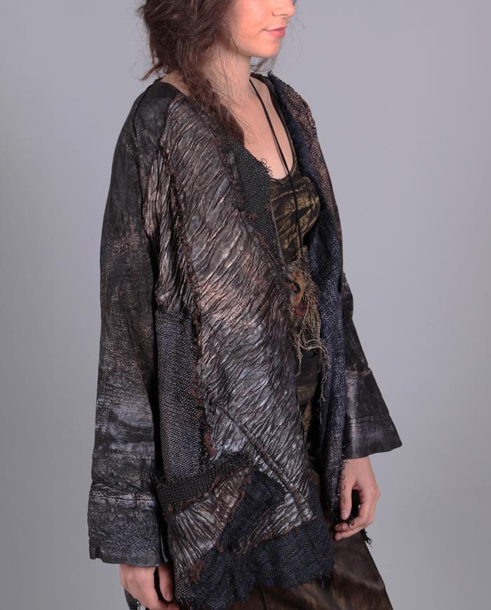 'Bronze Age' loose-fitting one-size patchwork jacket