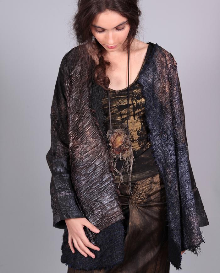 'Bronze Age' loose-fitting one-size patchwork jacket