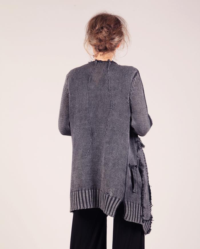 'gray to black' sweater weight knit cardigan