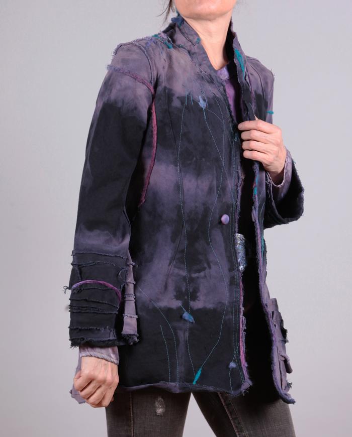 'de-stressed modern' fitted art-to-wear jacket