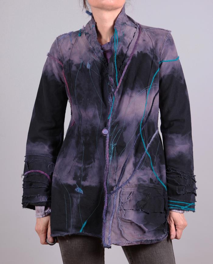 'de-stressed modern' fitted art-to-wear jacket