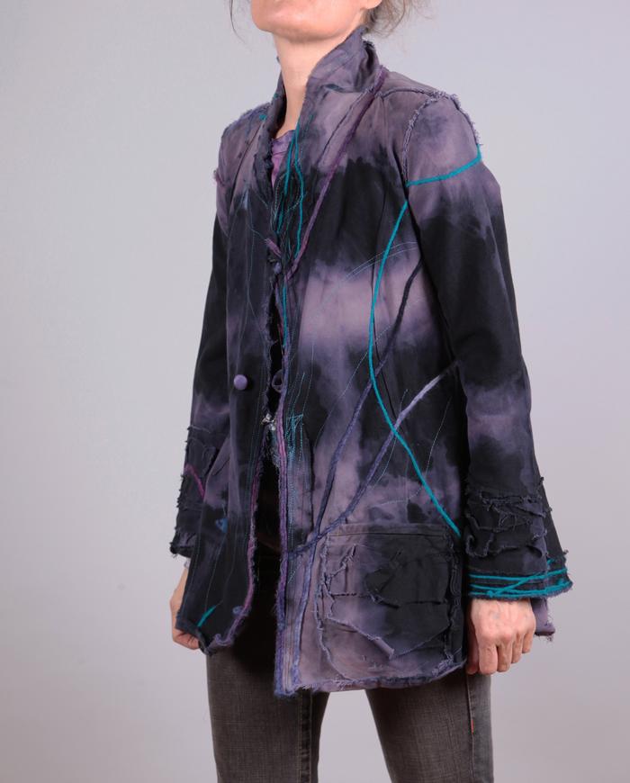 'de-stressed modern' fitted art-to-wear jacket