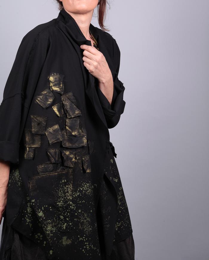 'gold leaves falling' oversized lightweight black jacket