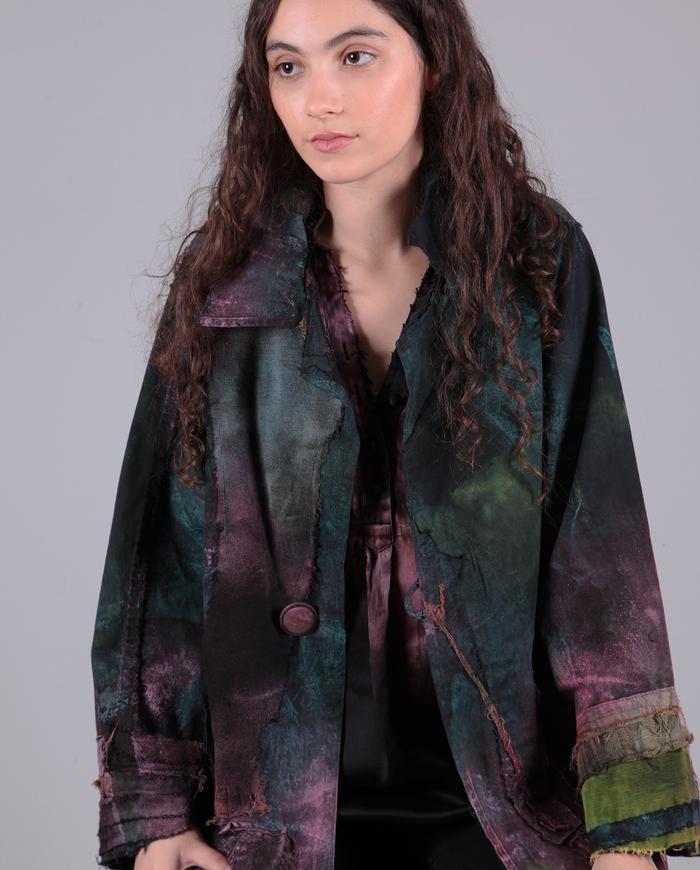 'dark rose and emerald' detailed hand-painted jacket