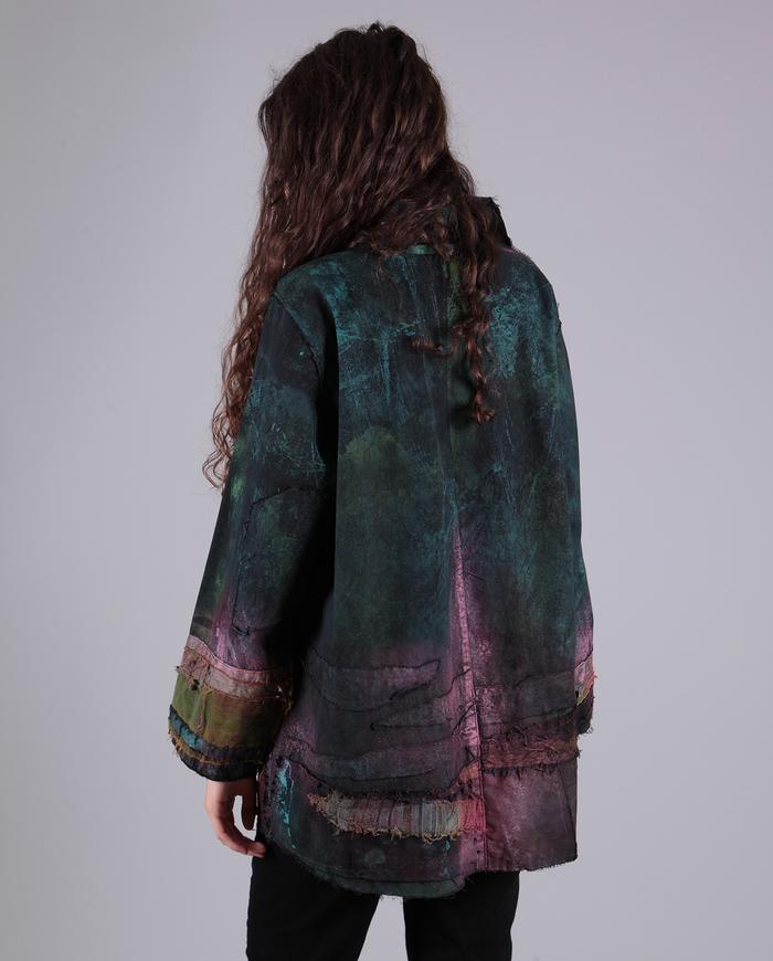 'dark rose and emerald' detailed hand-painted jacket