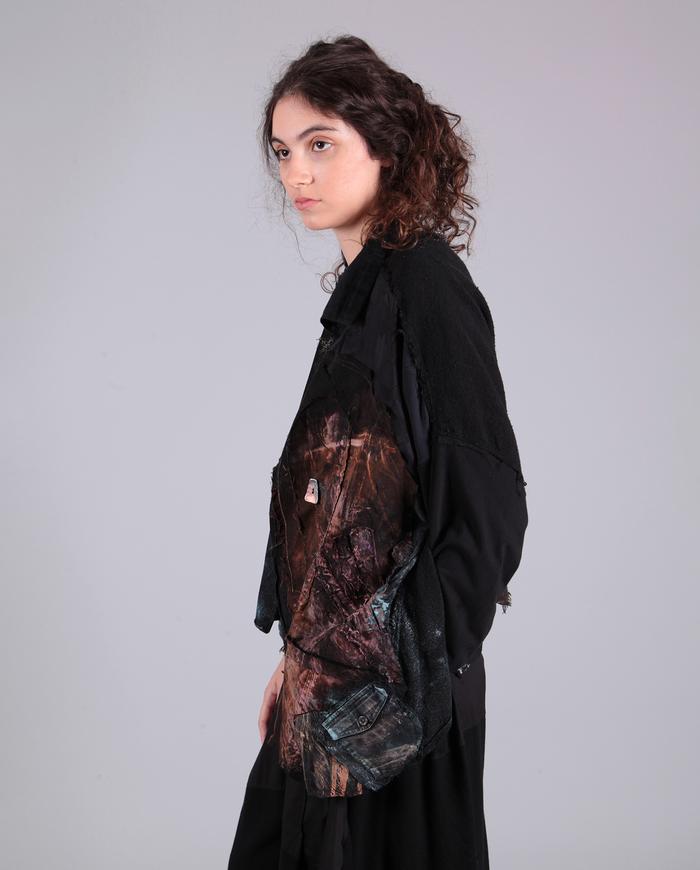 'high and low' asymmetrical drop shoulder distressed jacket