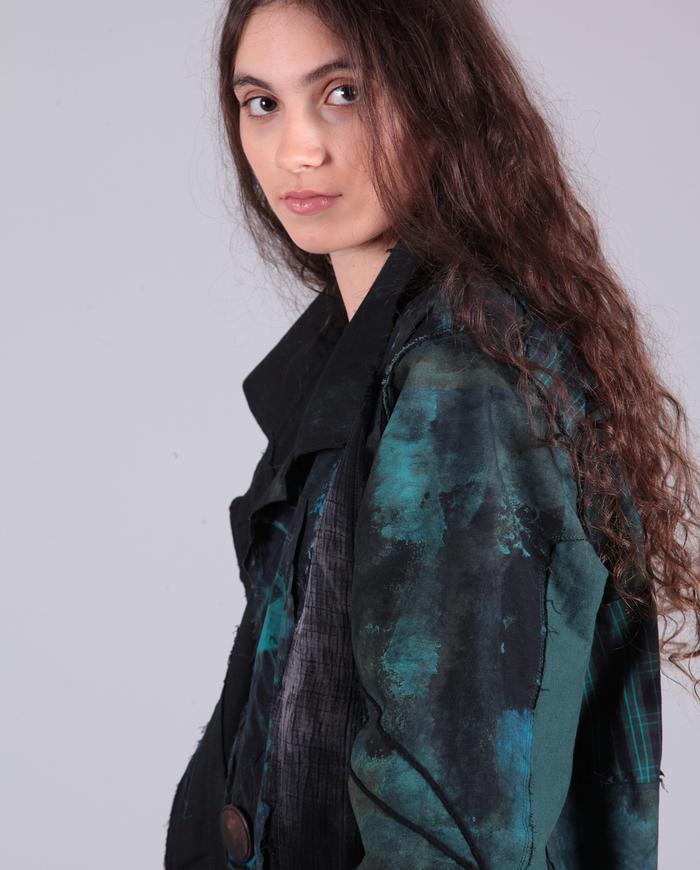 'emerald clouds' patchwork distressed jacket