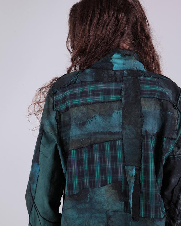 'emerald clouds' patchwork distressed jacket