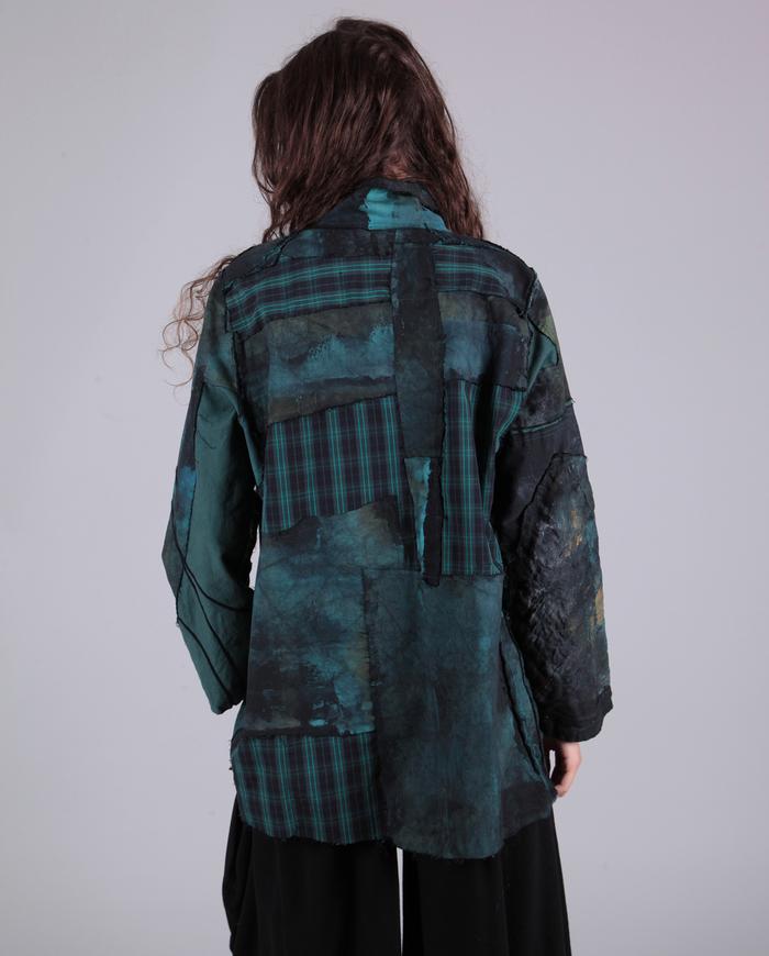 'emerald clouds' patchwork distressed jacket