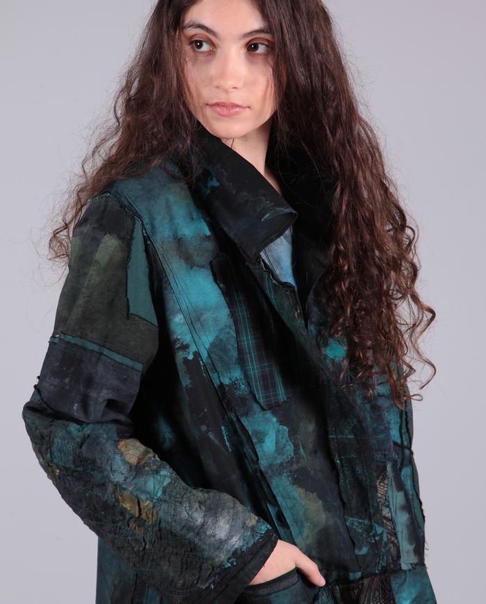 'emerald clouds' patchwork distressed jacket