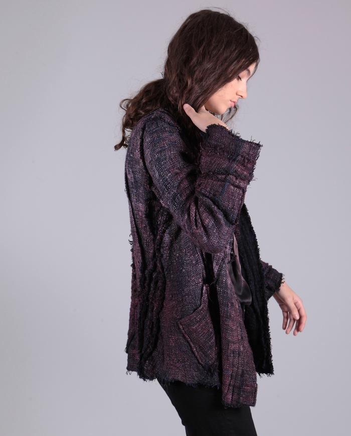 'blush-n-blues' distressed ombre tweed boucle jacket