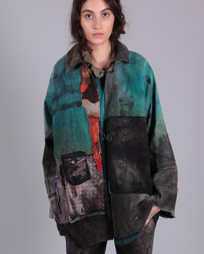 'turquoise explosion' patchwork mixed fabrics jacket