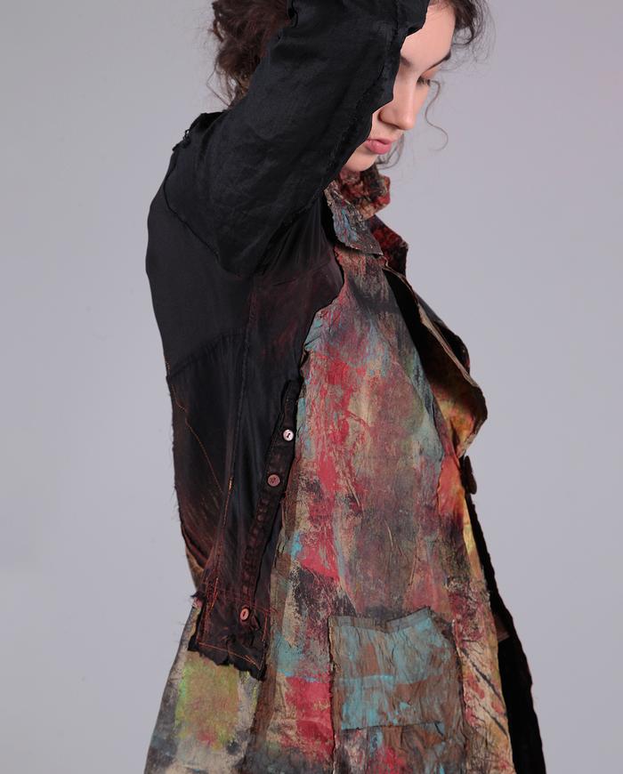 'little fires everywhere' patchwork mixed fabrics jacket