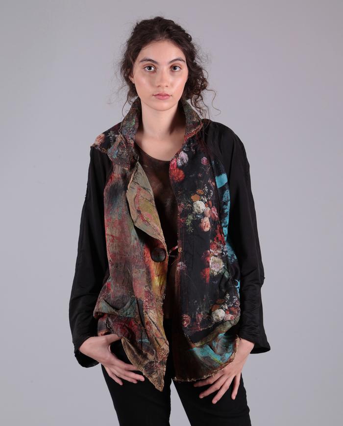 'little fires everywhere' patchwork mixed fabrics jacket