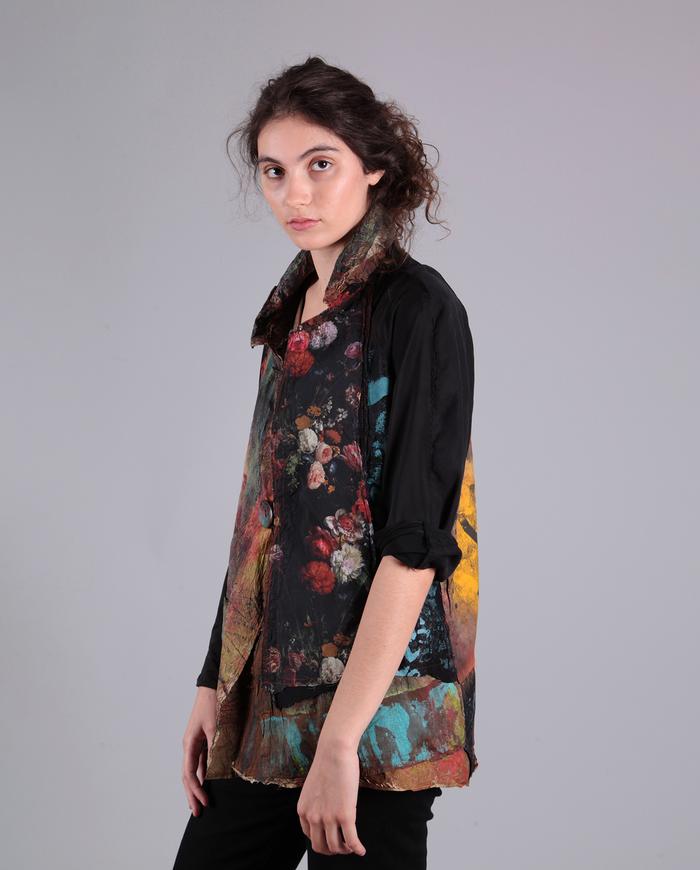 'little fires everywhere' patchwork mixed fabrics jacket