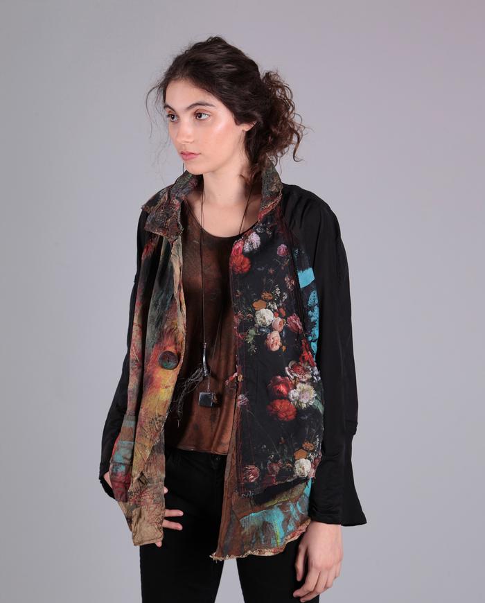 'little fires everywhere' patchwork mixed fabrics jacket