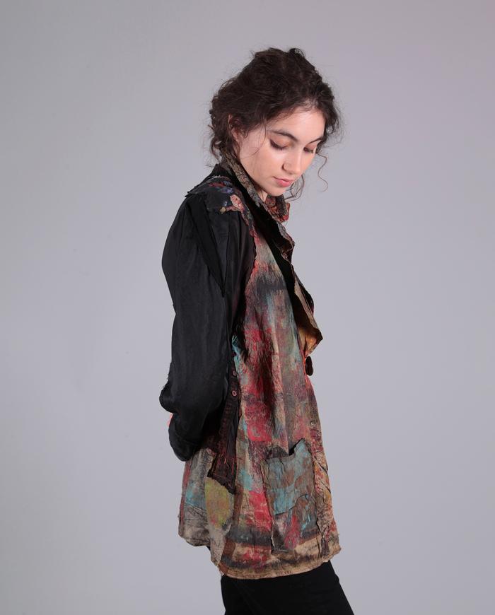 'little fires everywhere' patchwork mixed fabrics jacket