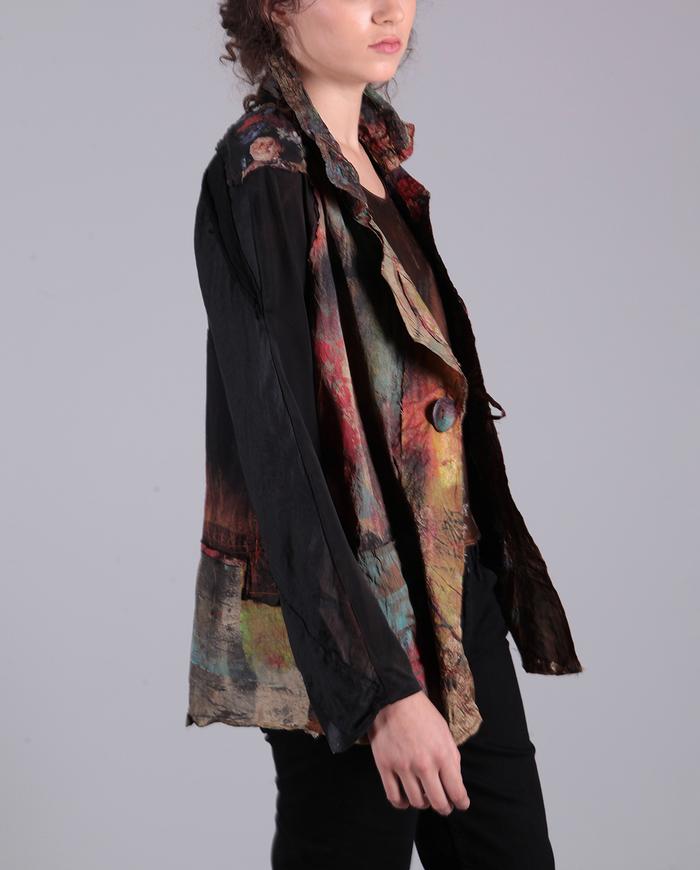 'little fires everywhere' patchwork mixed fabrics jacket