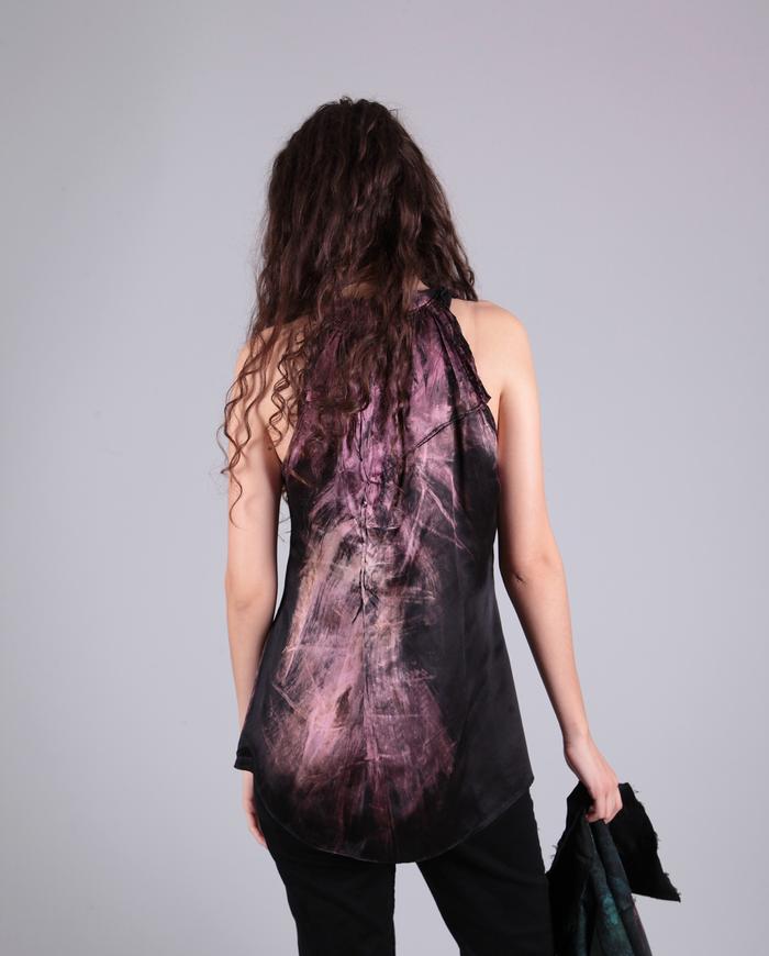 'very pretty in pink' raceback v-neck silk distressed tank top