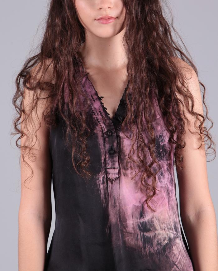 'very pretty in pink' raceback v-neck silk distressed tank top