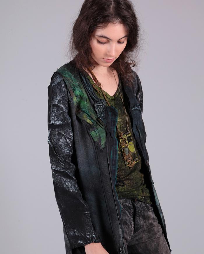 'don't stop the flow' long mixed fabrics jacket