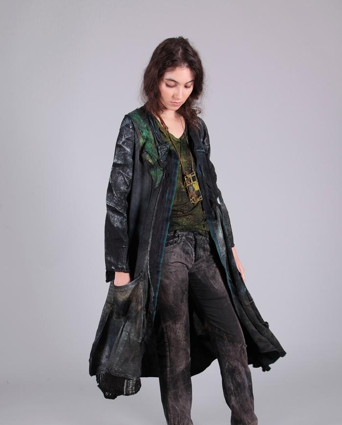 'don't stop the flow' long mixed fabrics jacket