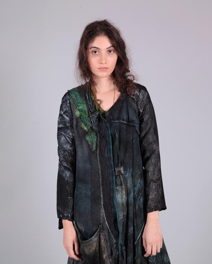 'don't stop the flow' long mixed fabrics jacket