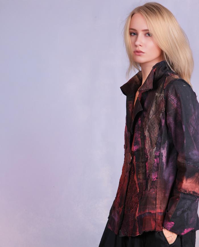 'passion fruit punch' detailed applique cotton jacket