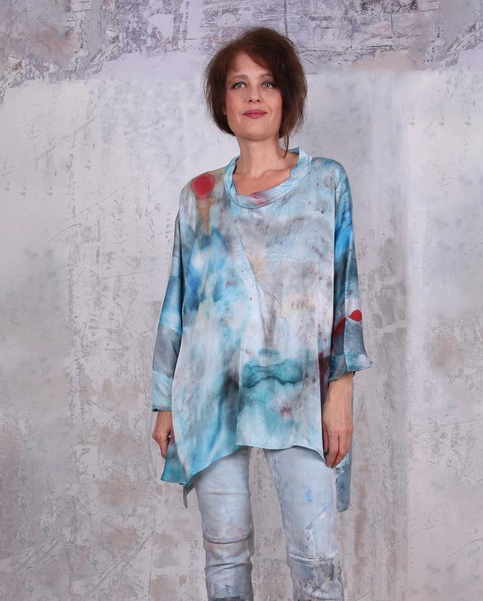 hand-painted art-to-wear oversized silk tunic