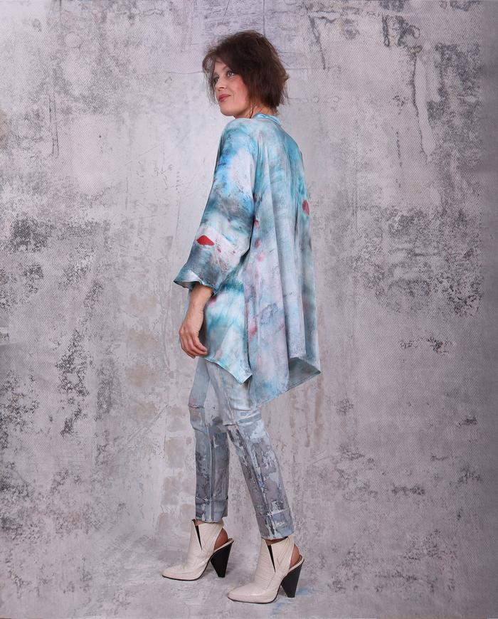 hand-painted art-to-wear oversized silk tunic