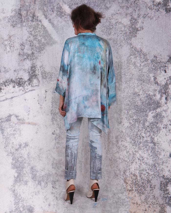 hand-painted art-to-wear oversized silk tunic