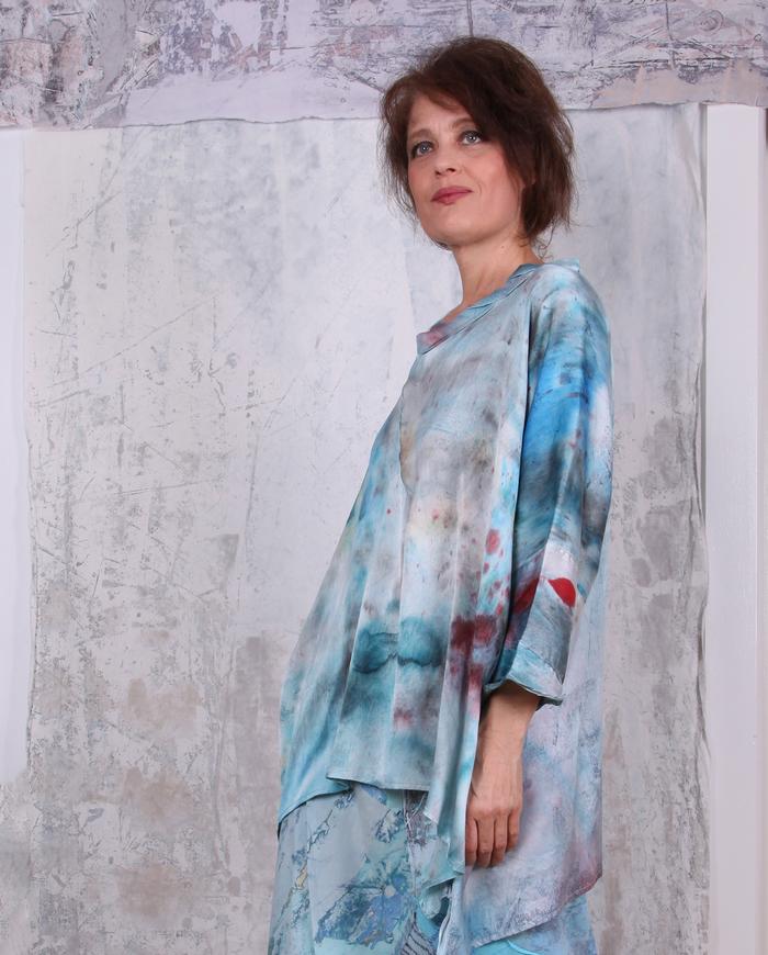 hand-painted art-to-wear oversized silk tunic
