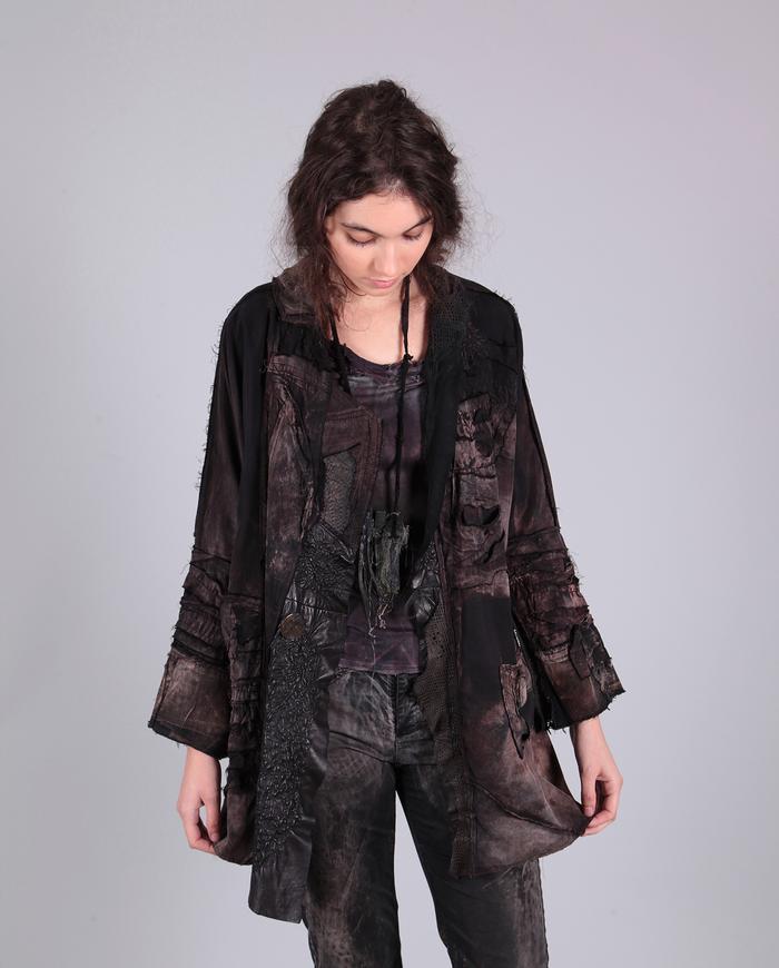 'liquid chocolate' highly detailed mixed fabrics wearable art jacket