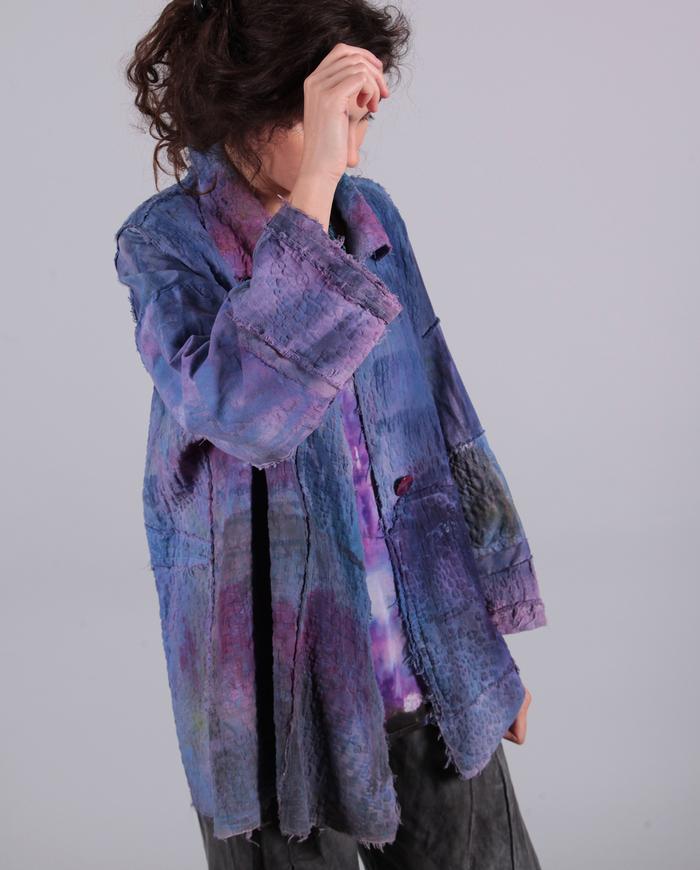 'all pebbled up' 3D-textured jewel tones jacket