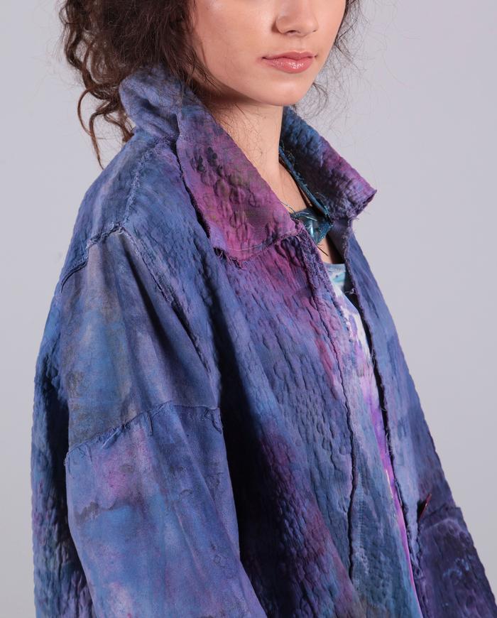 'all pebbled up' 3D-textured jewel tones jacket