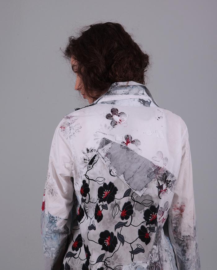 'fields of poppies' patchwork hand-painted fitted jacket