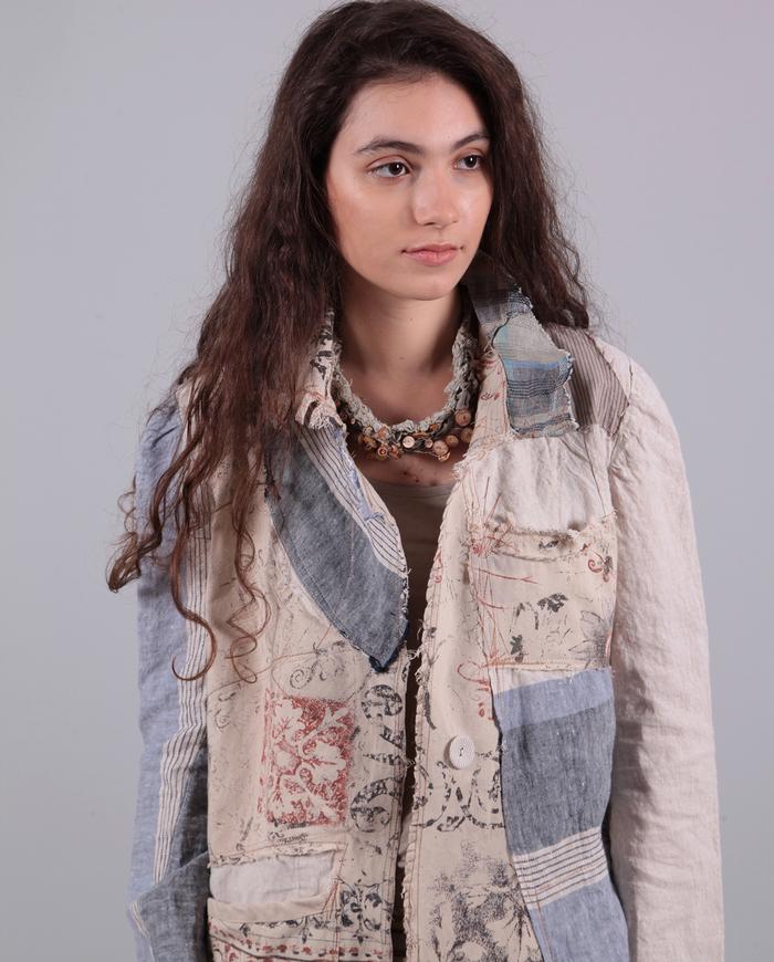 'rococo un-denim' detailed short natural jacket