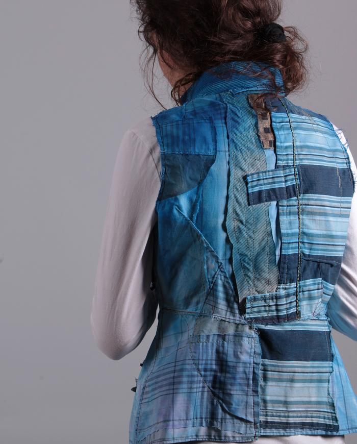 'boro-boro' bold hand-painted layering vest 