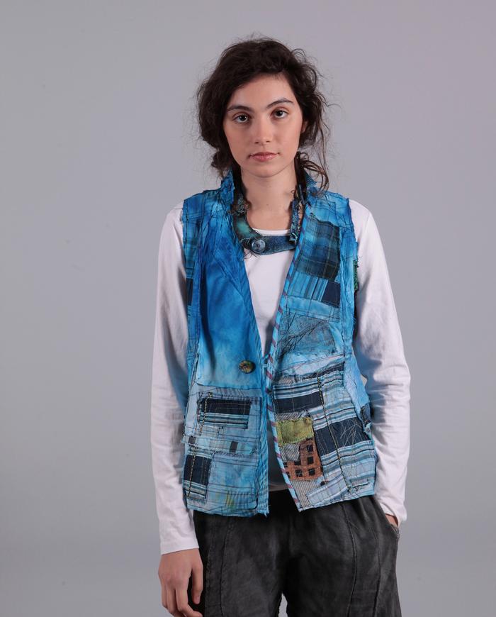 'boro-boro' bold hand-painted layering vest 