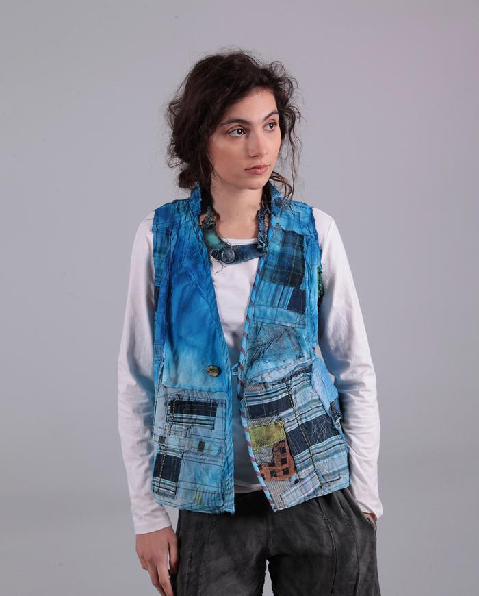 'boro-boro' bold hand-painted layering vest 