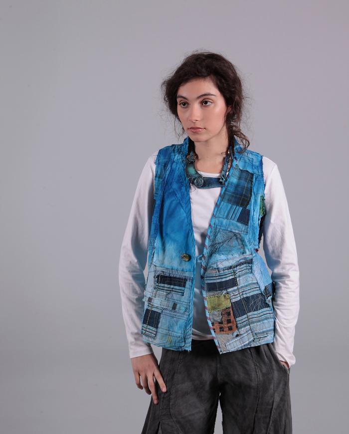 'boro-boro' bold hand-painted layering vest 