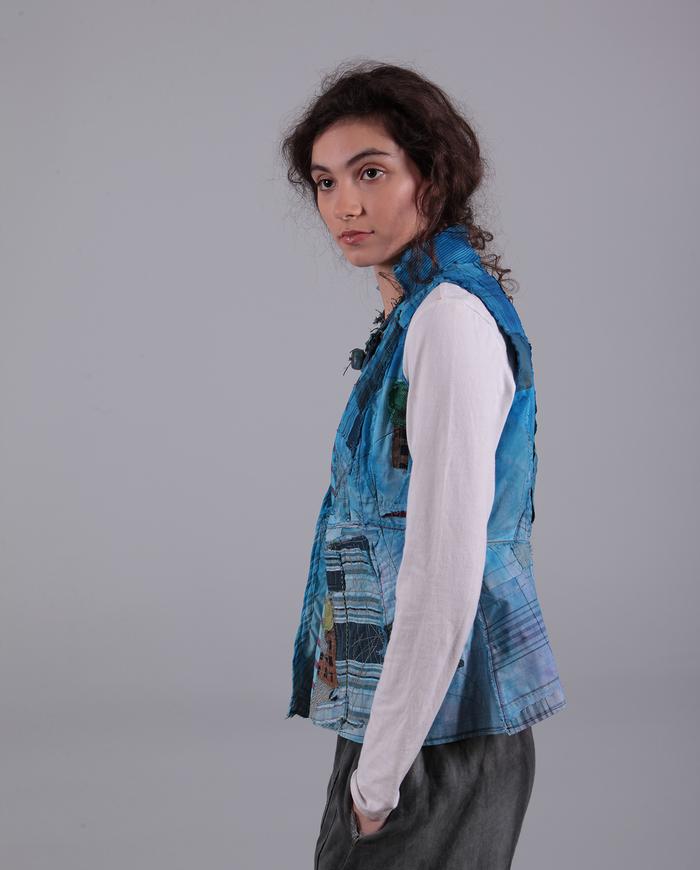 'boro-boro' bold hand-painted layering vest 