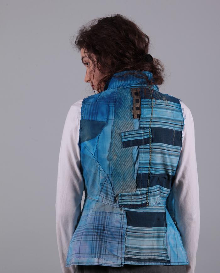 'boro-boro' bold hand-painted layering vest 