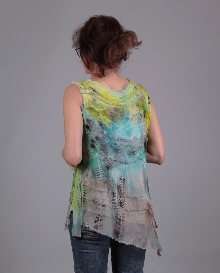 'dreaming in the garden' detailed hand-painted overlay top