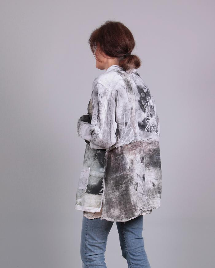 'stories in black and white' intricately painted lightweight art jacket